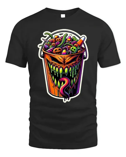 Creepy Halloween Candy Bucket Monster T-Shirt