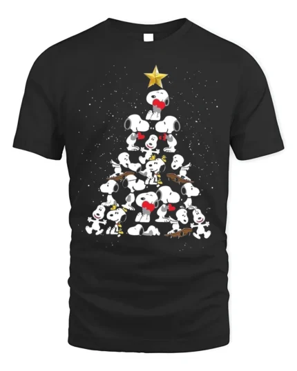 Snoopy Dog Christmas Tree T-shirt - Peanuts Holiday Tee Gift