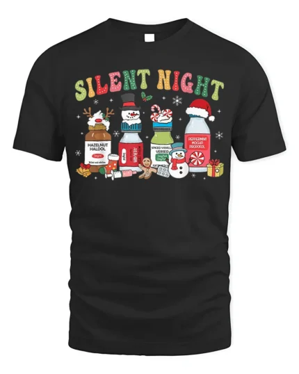 Funny Silent Night Nurse Christmas Medical Humor Tshirt