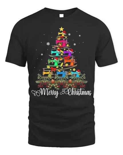 Colorful Trucks Christmas Tree T-Shirt Funny Holiday Gift Tee