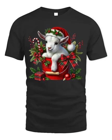 Cute Christmas Goat T-Shirt Funny Holiday Farm Animal Tee