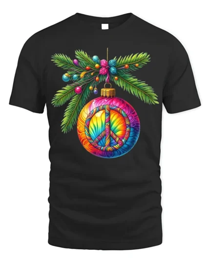 Colorful Peace Ornament Christmas Vibes T-Shirt