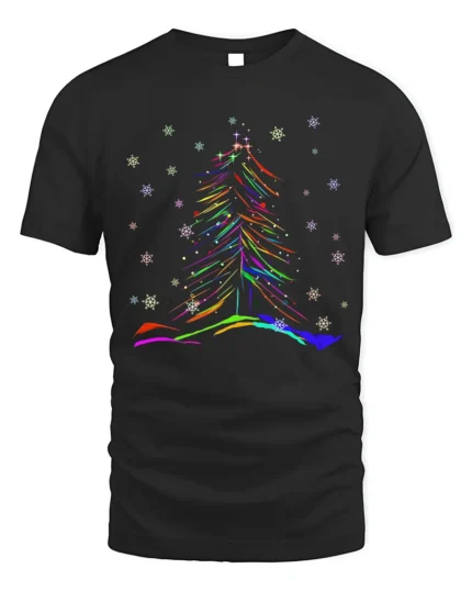 Colorful Christmas Tree T-Shirt Festive Holiday Lights Tee