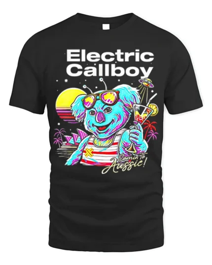 Electric Callboy Koala Neon Graphic T-Shirt Retro Party Tee