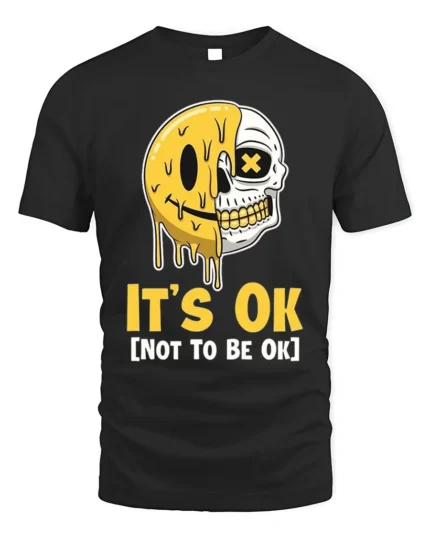 It’s OK Not to Be OK Melting Smiley Skull Graphic T-Shirt Tee