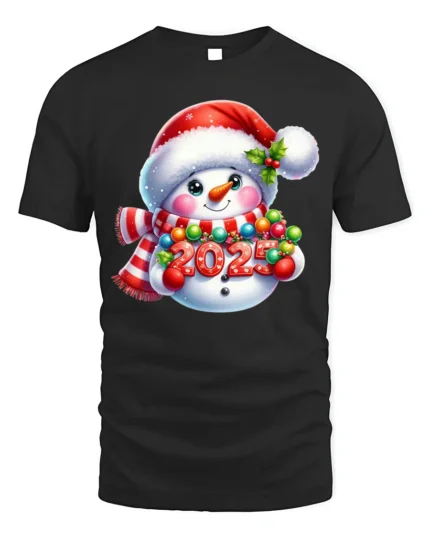 Cute 2025 Snowman Christmas T-Shirt with Festive Holiday Art