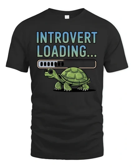 Introvert Loading Funny Turtle Graphic T Shirt - black t-shirt on white background