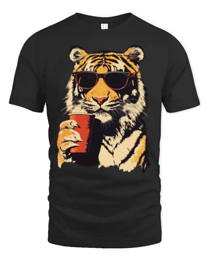 Cool Tiger With Sunglasses Party Animal T Shirt - black t-shirt on white background