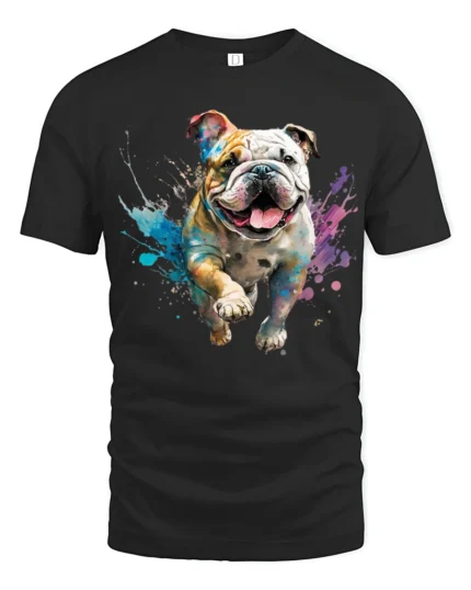 Color Splash Bulldog Graphic T Shirt Dog Lover Tee - black t-shirt on white background