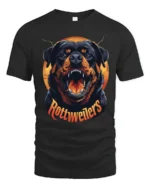 Fierce Rottweiler Graphic T Shirt Bold Dog Lover Tee - black t-shirt on white background