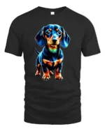 Colorful Dachshund Pop Art Graphic T Shirt - black t-shirt on white background