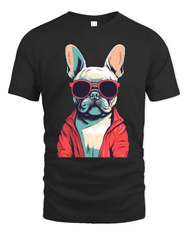 Cool French Bulldog With Sunglasses Graphic T Shirt - black t-shirt on white background