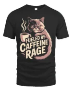 Fueled By Caffeine Rage Grumpy Cat T Shirt - black t-shirt on white background