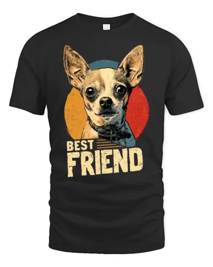 Chihuahua Best Friend Vintage Dog Lover T Shirt - black t-shirt on white background