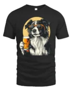 Cool Border Collie Beer Lover Graphic T Shirt - black t-shirt on white background