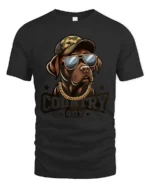 Country Boy Labrador Graphic T Shirt Cool Farm Dog Tee - black t-shirt on white background