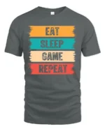 Eat Sleep Game Repeat Funny Gamer Lifestyle T Shirt - gray t-shirt on white background