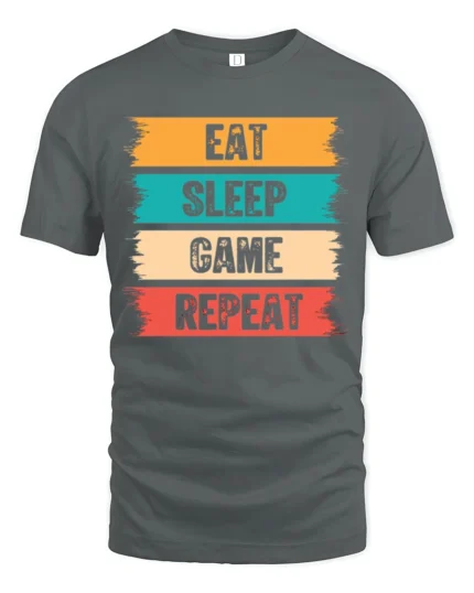 Eat Sleep Game Repeat Funny Gamer Lifestyle T Shirt - gray t-shirt on white background