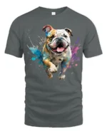 Color Splash Bulldog Graphic T Shirt Dog Lover Tee - gray t-shirt on white background