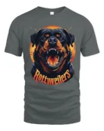 Fierce Rottweiler Graphic T Shirt Bold Dog Lover Tee - gray t-shirt on white background