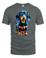 Colorful Dachshund Pop Art Graphic T Shirt - gray t-shirt on white background