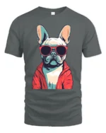 Cool French Bulldog With Sunglasses Graphic T Shirt - gray t-shirt on white background