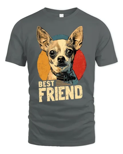 Chihuahua Best Friend Vintage Dog Lover T Shirt - gray t-shirt on white background