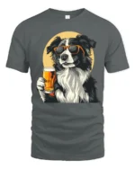 Cool Border Collie Beer Lover Graphic T Shirt - gray t-shirt on white background