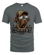 Country Boy Labrador Graphic T Shirt Cool Farm Dog Tee - gray t-shirt on white background