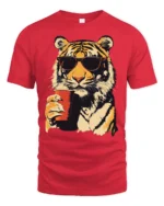 Cool Tiger With Sunglasses Party Animal T Shirt - red t-shirt on white background