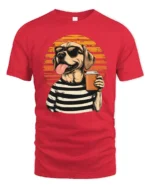Cool Labrador Coffee Lover Graphic T Shirt - red t-shirt on white background