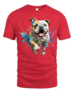 Color Splash Bulldog Graphic T Shirt Dog Lover Tee - red t-shirt on white background