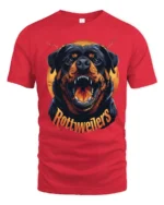 Fierce Rottweiler Graphic T Shirt Bold Dog Lover Tee - red t-shirt on white background