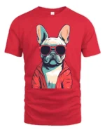 Cool French Bulldog With Sunglasses Graphic T Shirt - red t-shirt on white background