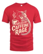 Fueled By Caffeine Rage Grumpy Cat T Shirt - red t-shirt on white background