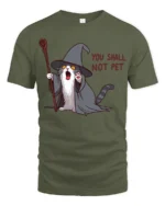 You Shall Not Pet Funny Wizard Cat T Shirt - military green t-shirt on white background