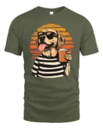 Cool Labrador Coffee Lover Graphic T Shirt - military green t-shirt on white background