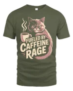 Fueled By Caffeine Rage Grumpy Cat T Shirt - military green t-shirt on white background