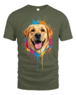 Color Splash Labrador Retriever Graphic T Shirt - military green t-shirt on white background