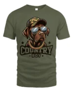 Country Boy Labrador Graphic T Shirt Cool Farm Dog Tee - military green t-shirt on white background