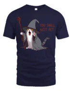 You Shall Not Pet Funny Wizard Cat T Shirt - navy t-shirt on white background