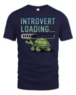 Introvert Loading Funny Turtle Graphic T Shirt - navy t-shirt on white background