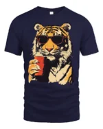 Cool Tiger With Sunglasses Party Animal T Shirt - navy t-shirt on white background