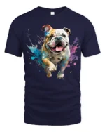 Color Splash Bulldog Graphic T Shirt Dog Lover Tee - navy t-shirt on white background