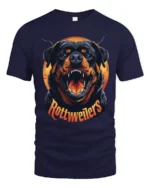 Fierce Rottweiler Graphic T Shirt Bold Dog Lover Tee - navy t-shirt on white background