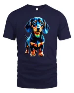Colorful Dachshund Pop Art Graphic T Shirt - navy t-shirt on white background