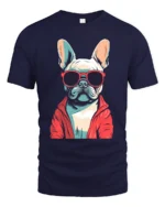 Cool French Bulldog With Sunglasses Graphic T Shirt - navy t-shirt on white background