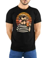 Cool Labrador Coffee Lover Graphic T Shirt - model wearing black tee with hands behind back