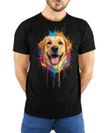 Color Splash Labrador Retriever Graphic T Shirt - model wearing black tee with hands behind back