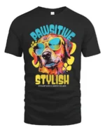 Pawsitive Stylish Cool Dog With Sunglasses Graphic T Shirt - black t-shirt on white background